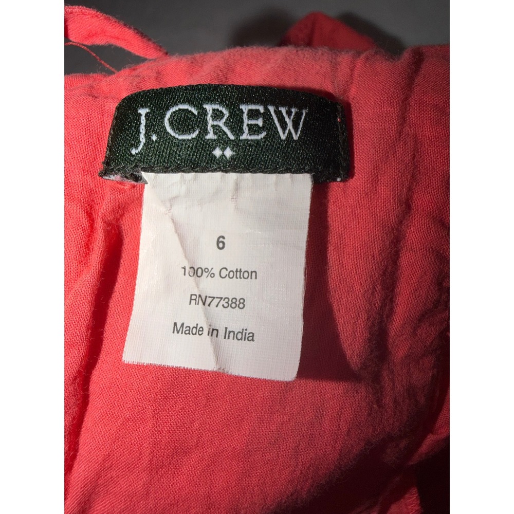 J.Crew Womens Coral Eyelet Ruffle Midi Sleeveless Cotton Dress Size 6 - Picture 8 of 8